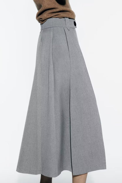 Mid Length Pleated Skirt