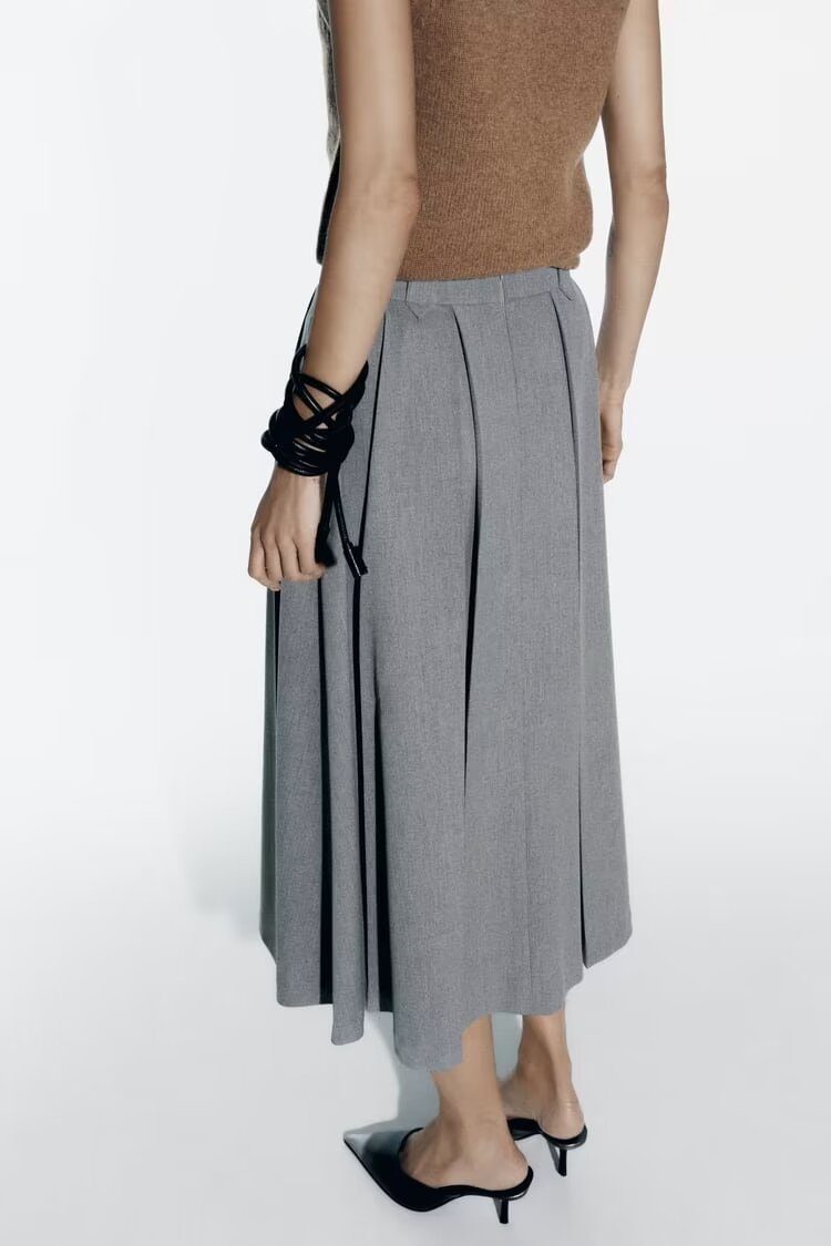 Mid Length Pleated Skirt