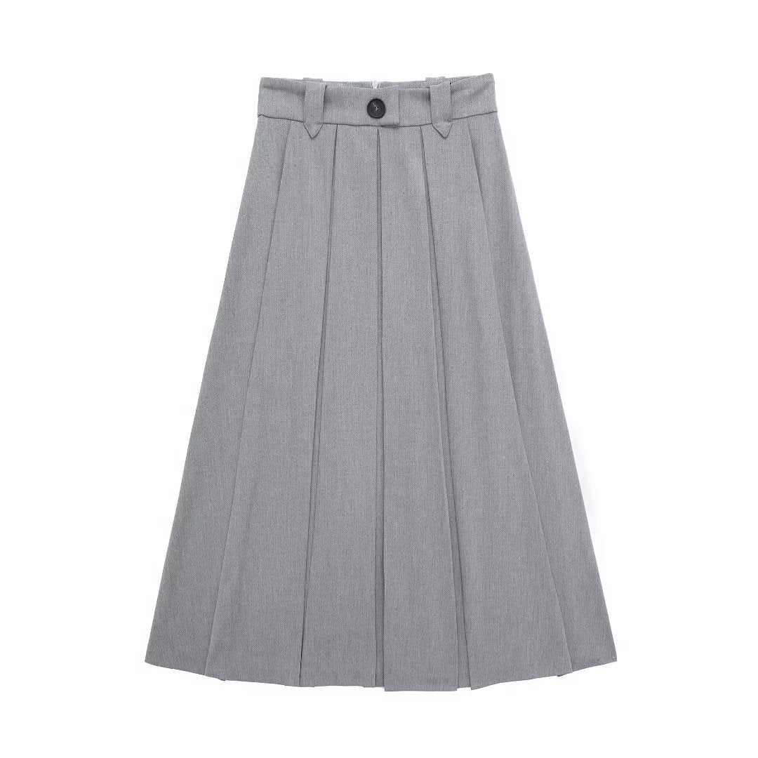 Mid Length Pleated Skirt