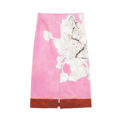 French Linen Blended Straight Skirt