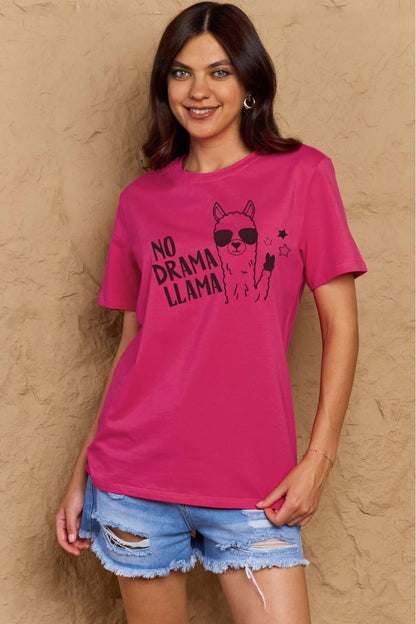 Simply Love Full Size NO DRAMA LLAMA Graphic Cotton Tee