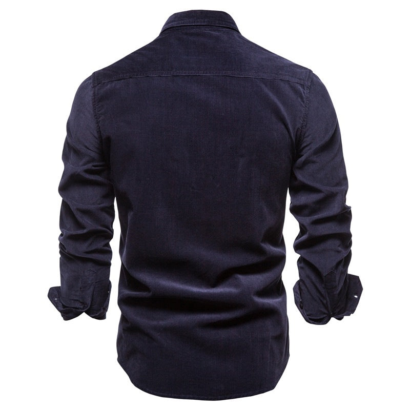 Men's Blue Long-Sleeved Button-Down Shirt