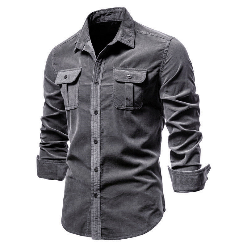 Men's Blue Long-Sleeved Button-Down Shirt