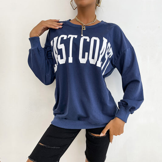 Womens Long Sleeve Letter Graphic Sweater Women