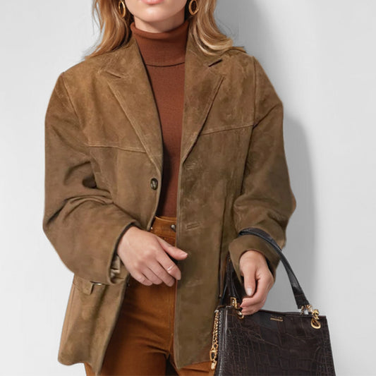 Retro Brown Loose Pockets Blazer