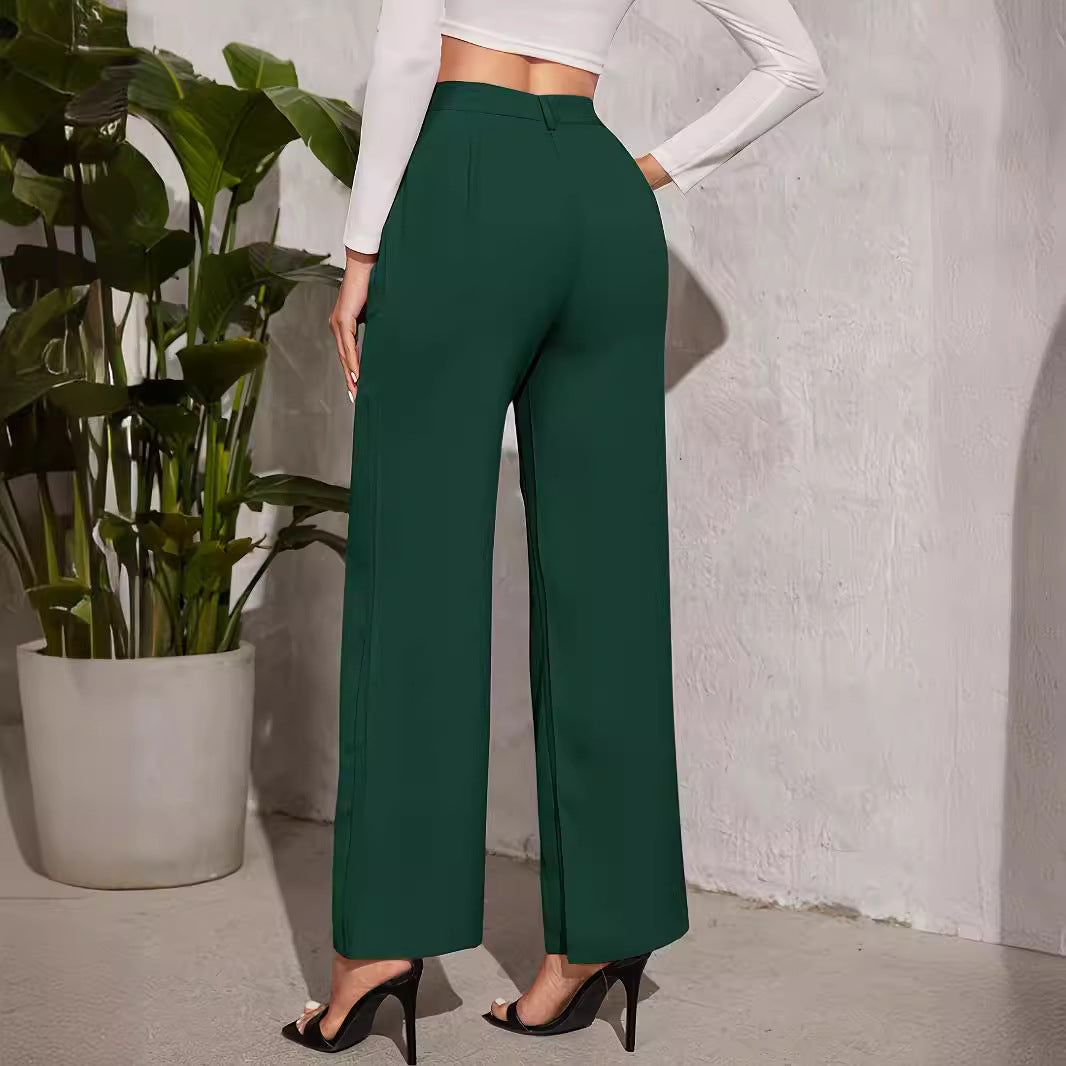 High Waist Wide Leg Straight Office Pants