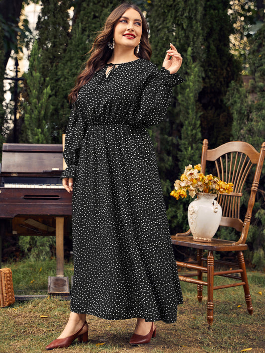 Polka-Dot Long Sleeve Dress