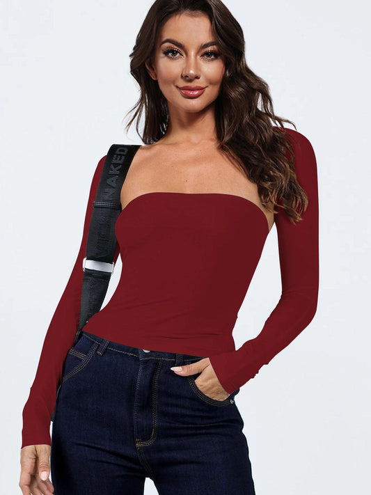 Cutout Raglan Sleeve Bolero and Tube Top - SteelBlue