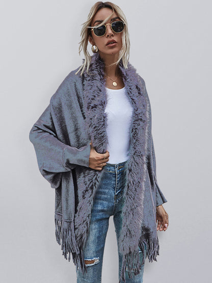 Women’s Fur Collar Shawl Cardigan