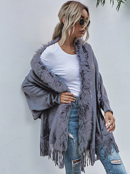 Women’s Fur Collar Shawl Cardigan