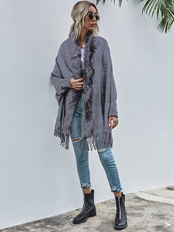 Women’s Fur Collar Shawl Cardigan