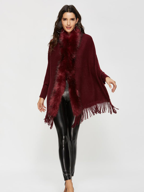 Women’s Fur Collar Shawl Cardigan