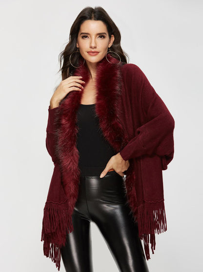 Women’s Fur Collar Shawl Cardigan