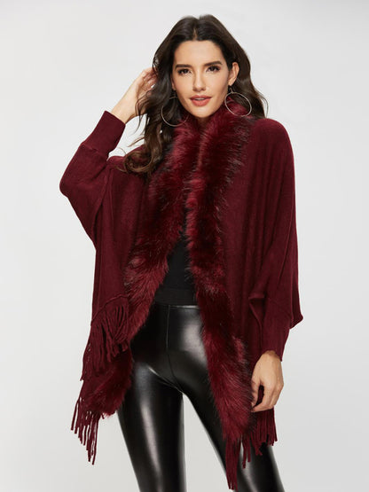 Women’s Fur Collar Shawl Cardigan