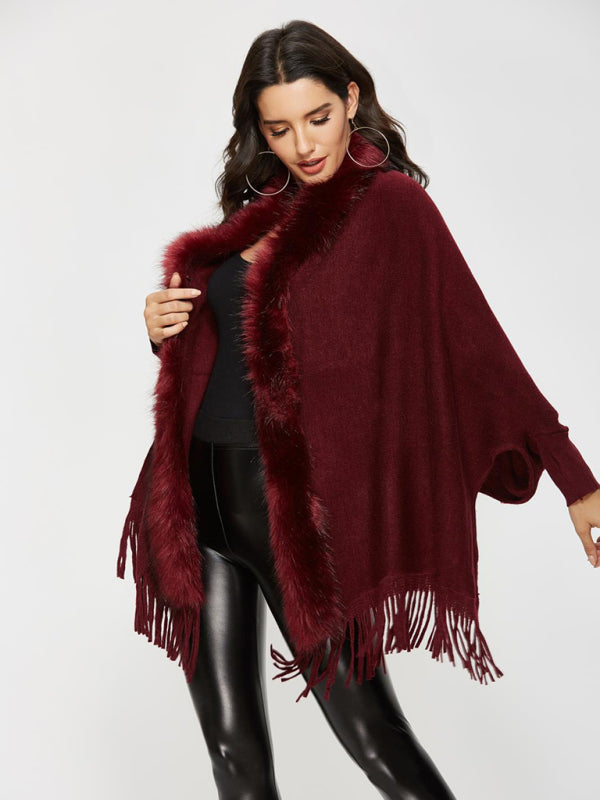 Women’s Fur Collar Shawl Cardigan