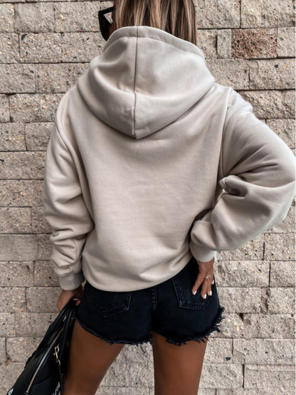 Long-Sleeved Solid Color Pullover Hooded Sweatshirt