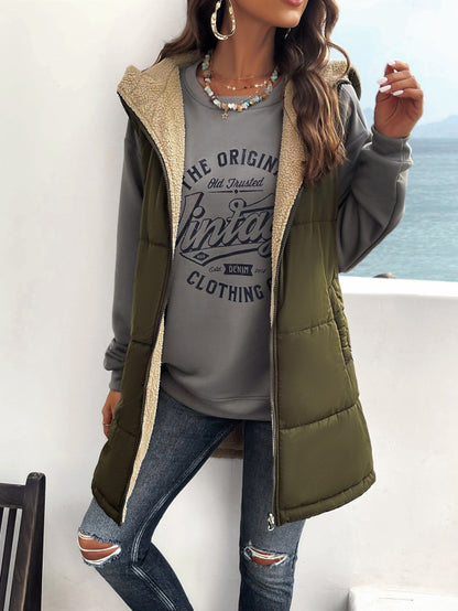 Women's Loose Commuting Mid-Length Hooded Cotton Coat