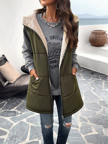 Women's Loose Commuting Mid-Length Hooded Cotton Coat