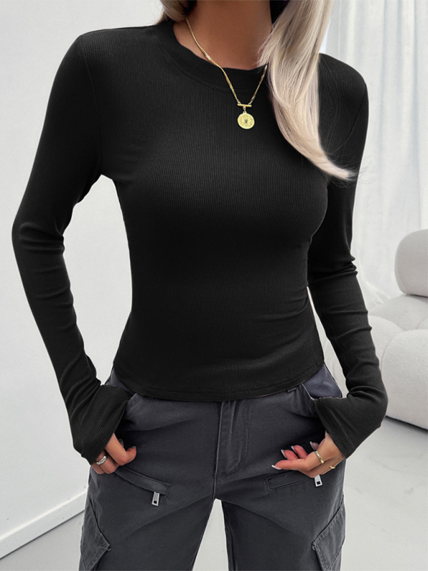 Y2k Temperament Slim Round Neck Long Sleeve Top