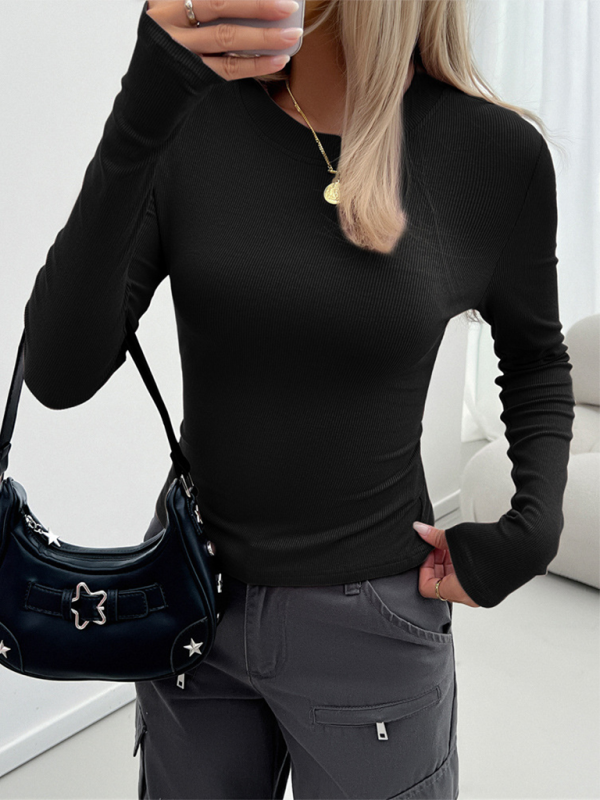 Y2k Temperament Slim Round Neck Long Sleeve Top