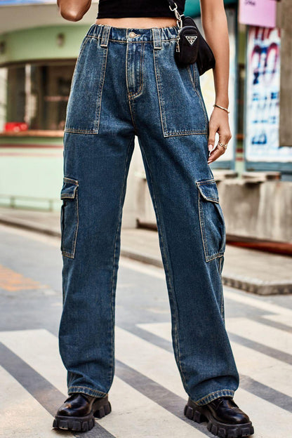 Long Straight Leg Jeans with Pockets - SteelBlue & Co.