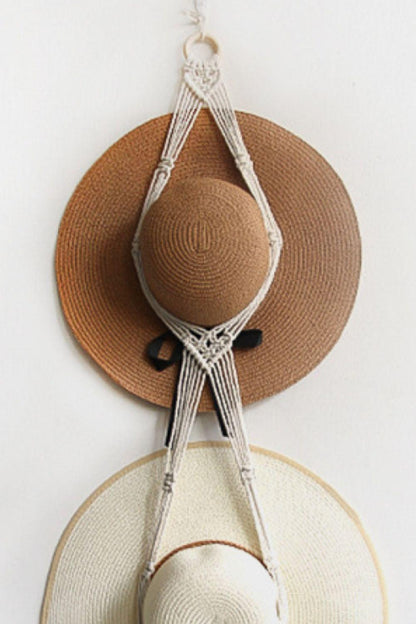 Macrame Double Hat Hanger - SteelBlue