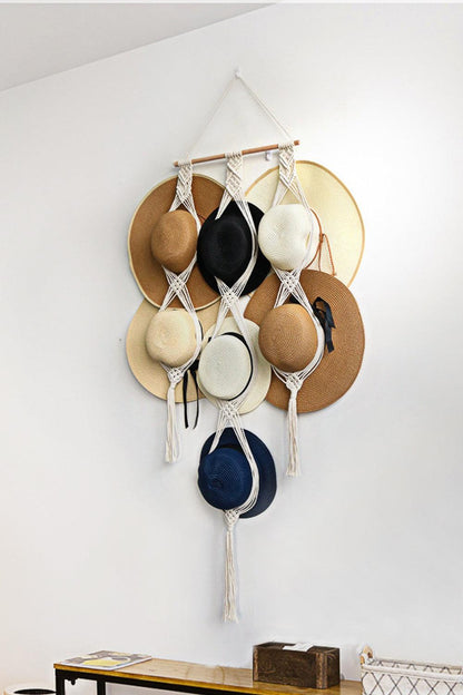 Macrame Hat Hanger - SteelBlue