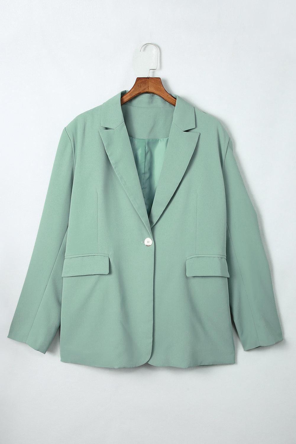 One-Button Flap Pocket Blazer - SteelBlue