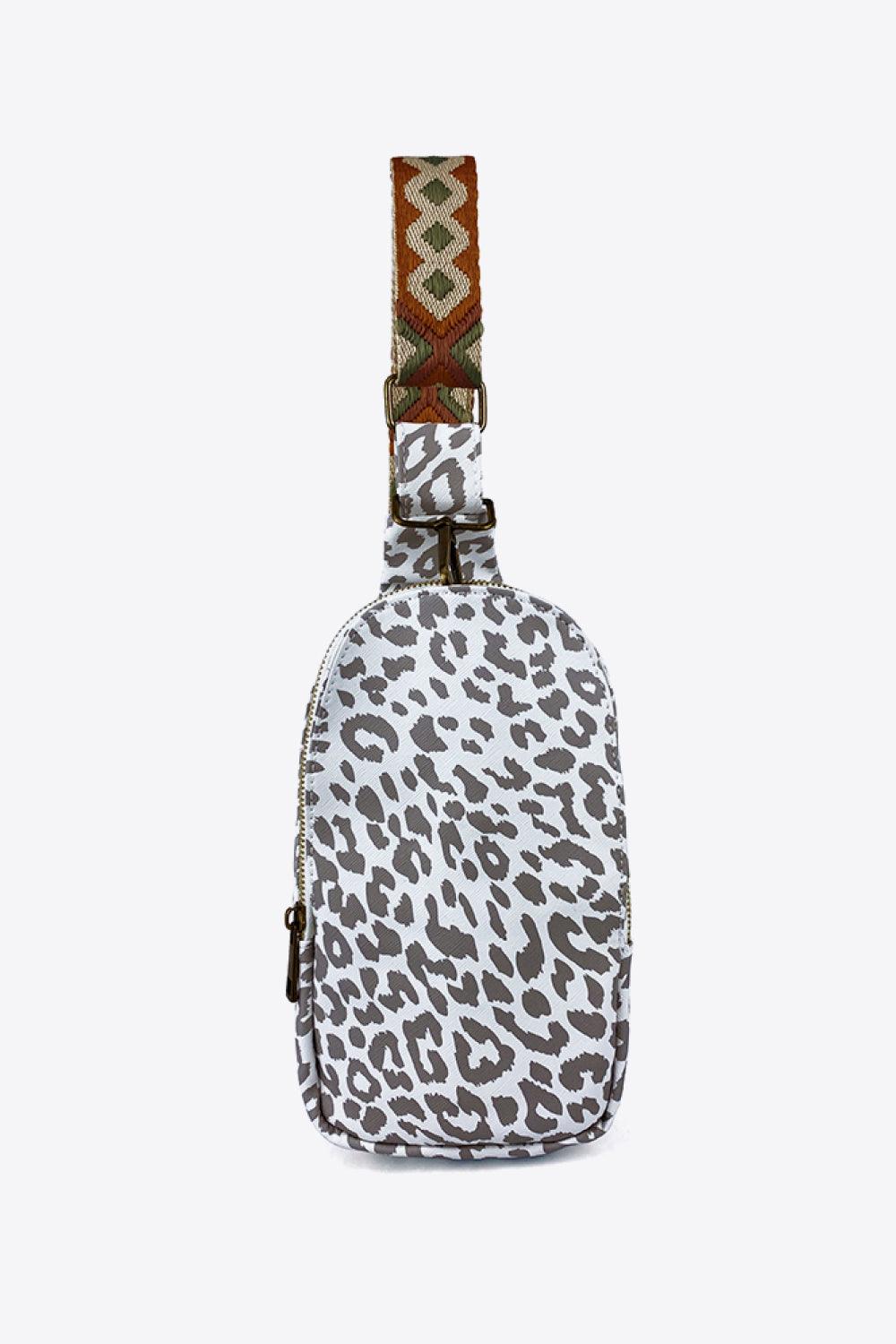 Printed PU Leather Sling Bag - SteelBlue