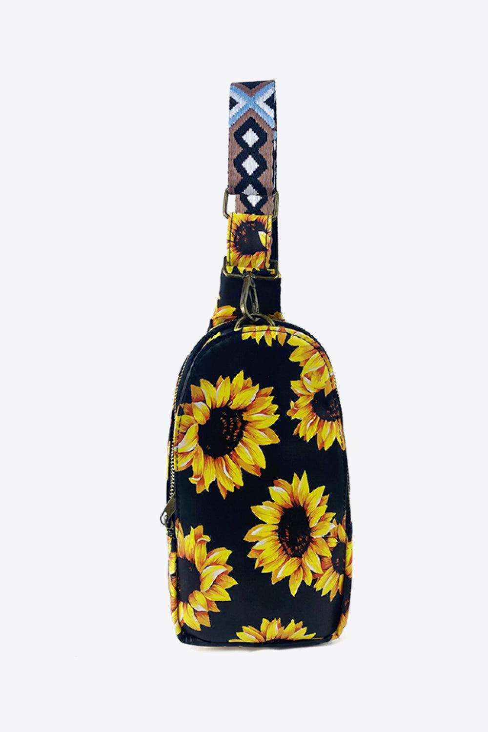 Printed PU Leather Sling Bag - SteelBlue