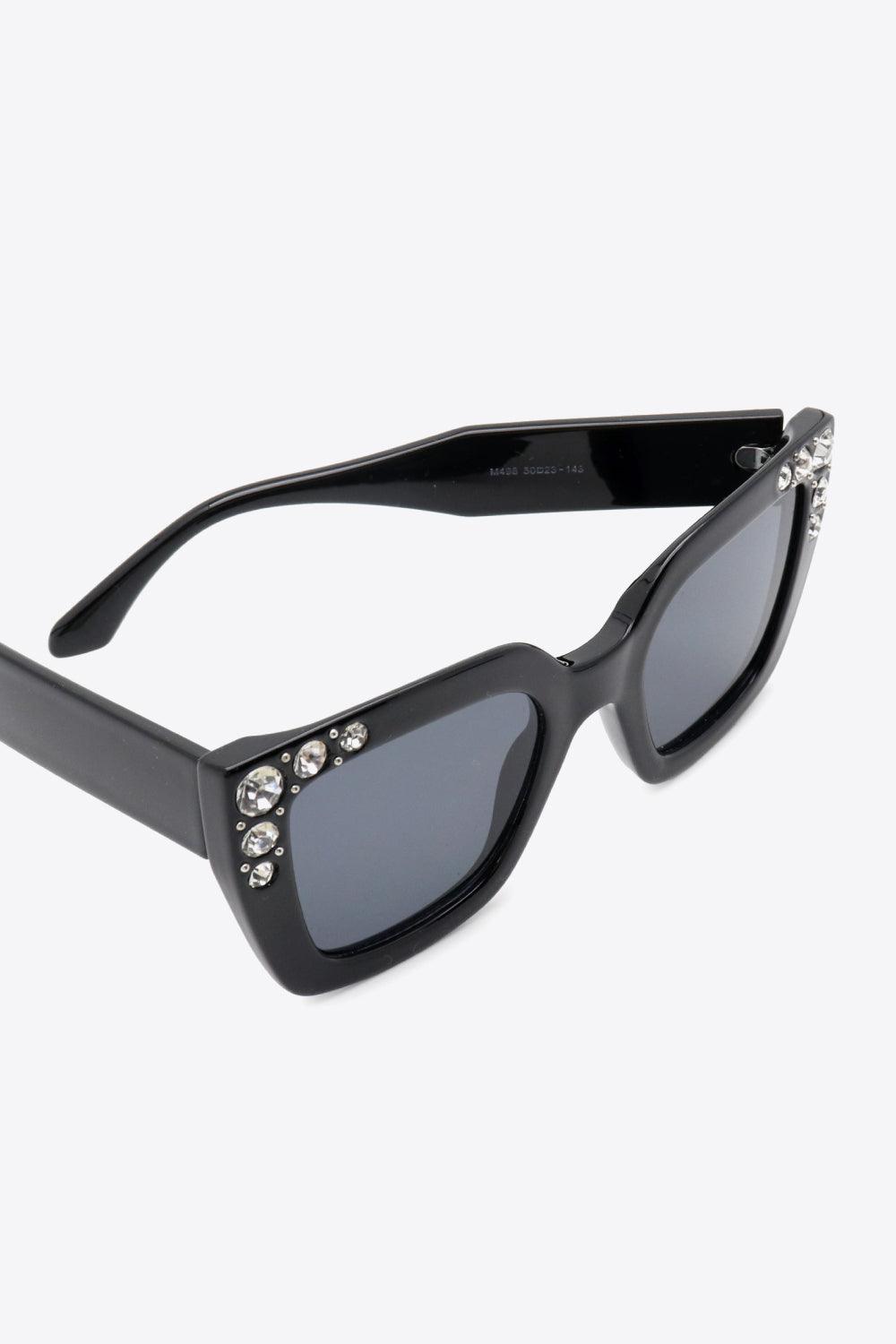 Rhinestone Polycarbonate Sunglasses - SteelBlue