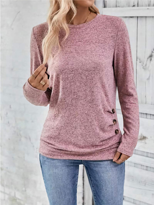 Round Neck Long Sleeve T-Shirt - SteelBlue & Co.