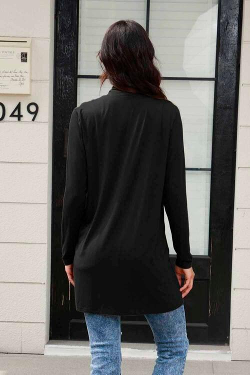 Basic Bae Full Size Open Front Long Sleeve Cardigan with Pockets - SteelBlue & Co.