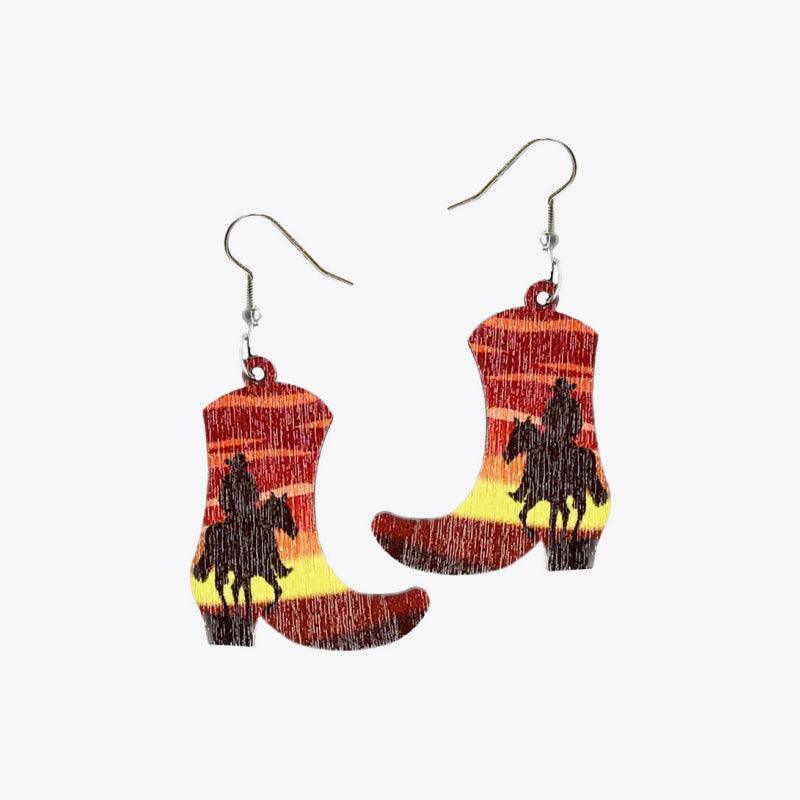 Boots Shape Wooden Dangle Earrings - SteelBlue