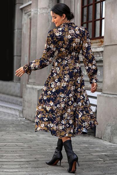 Floral Flounce Sleeve Tiered Dress - SteelBlue & Co.