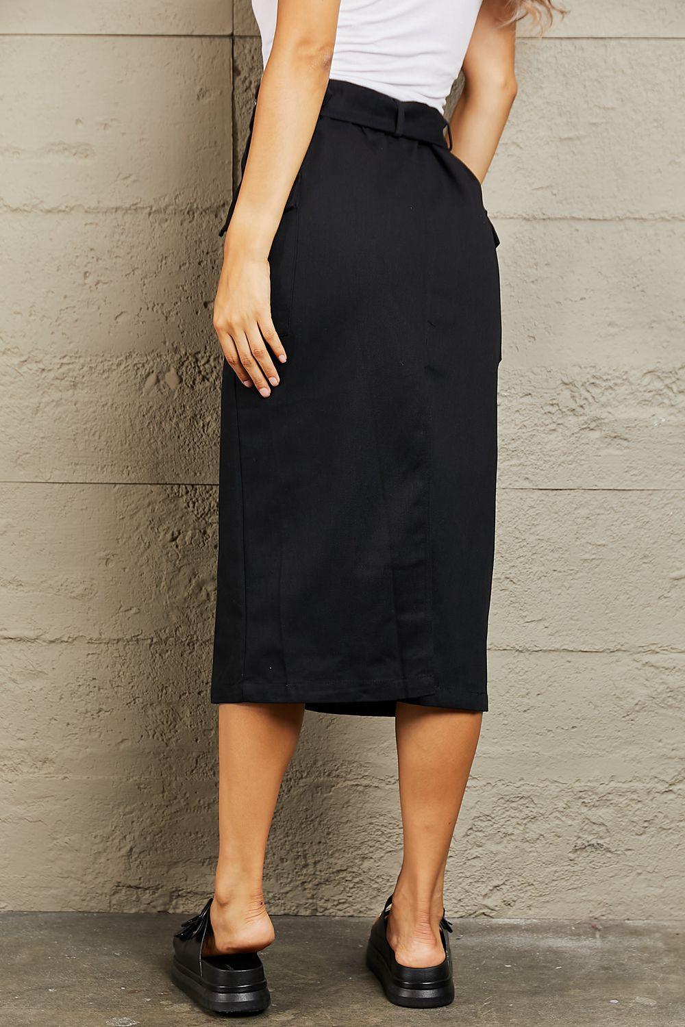 HYFVE Buckled Midi Skirt - SteelBlue & Co.