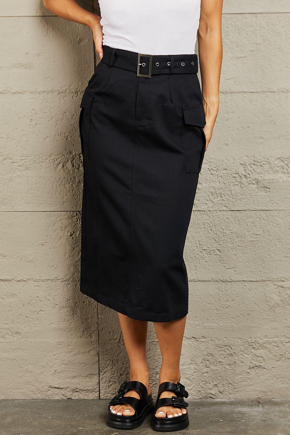 HYFVE Buckled Midi Skirt - SteelBlue & Co.