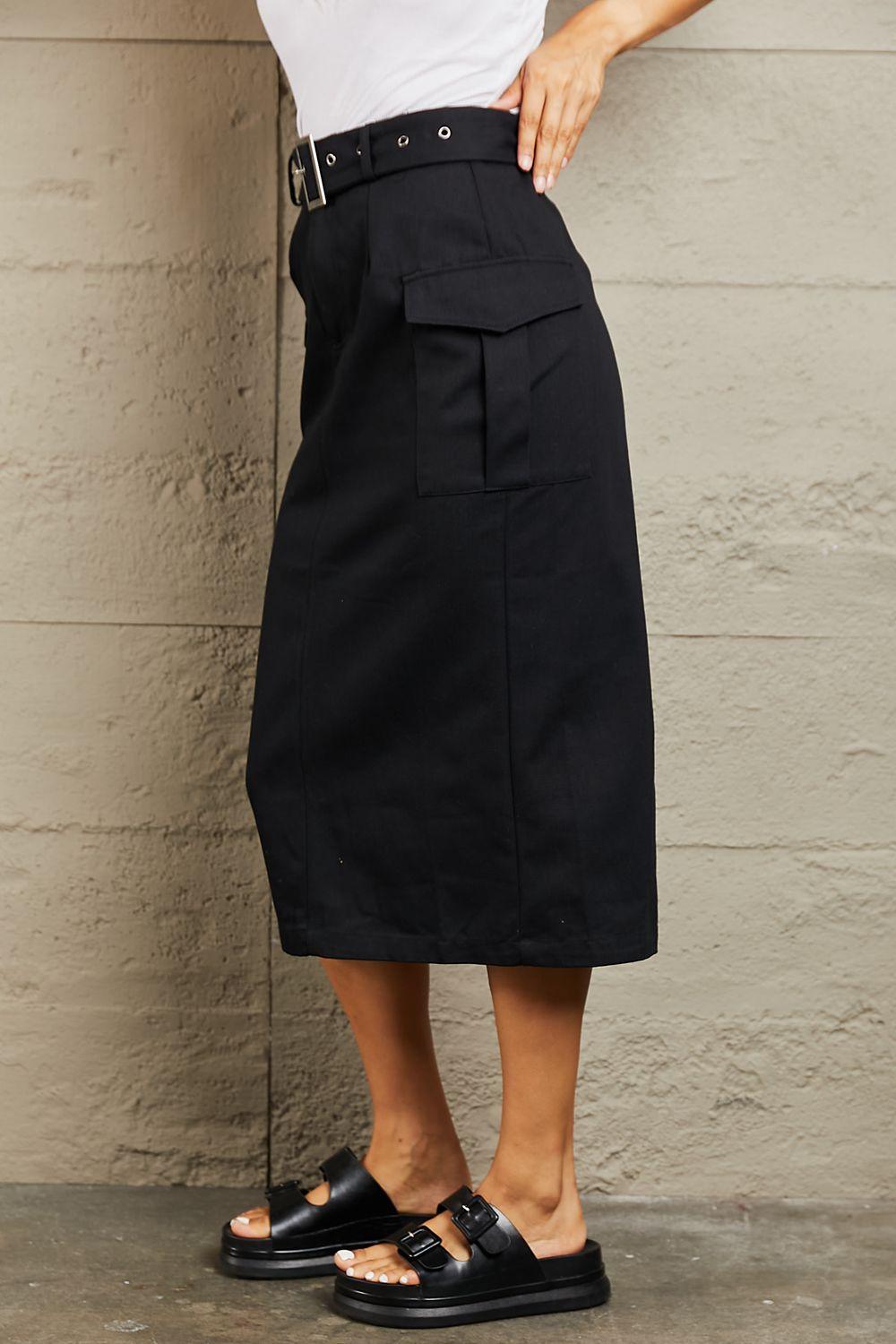 HYFVE Buckled Midi Skirt - SteelBlue & Co.