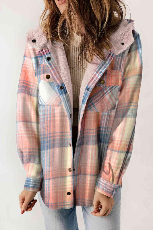 Plaid Snap Down Hooded Jacket - SteelBlue & Co.