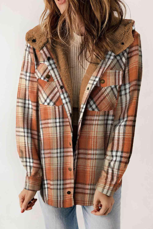 Plaid Snap Down Hooded Jacket - SteelBlue & Co.