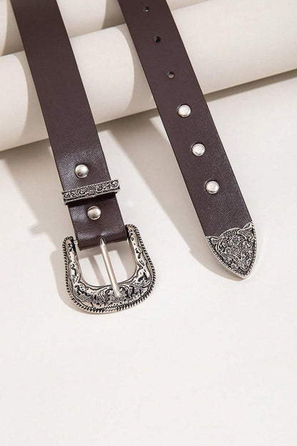 PU Leather Studded Belt - SteelBlue