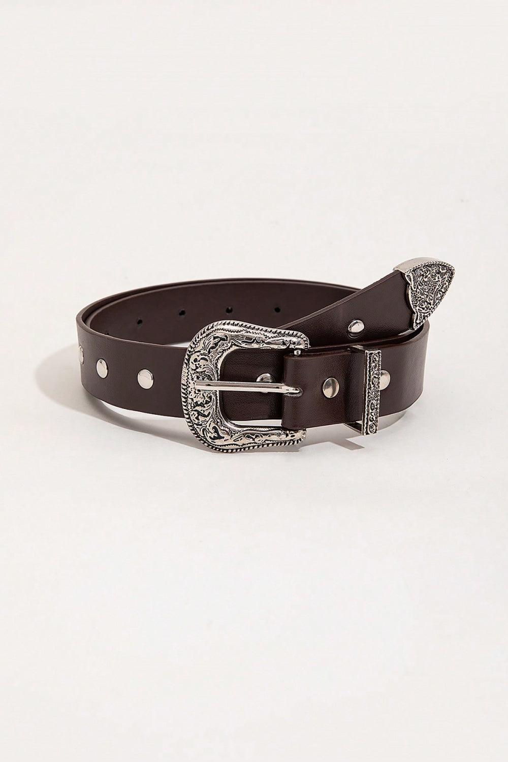 PU Leather Studded Belt - SteelBlue